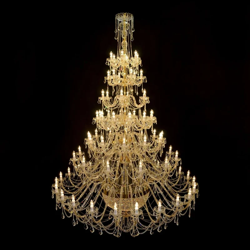 Casa Padrino Luxus Barock Kristall Kronleuchter Gold Ø 200 x H. 315 cm - Prunkvolle Messing Kronleuchter mit böhmischem Kristallglas - Barock Möbel - Edel & Prunkvoll