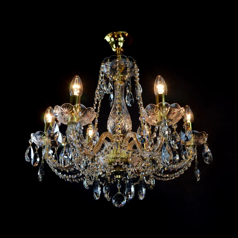 Casa Padrino Luxus Barock Kristall Kronleuchter Gold Ø 59 x H. 56 cm - Prunkvolle Messing Kronleuchter mit böhmischem Kristallglas - Barock Möbel - Edel & Prunkvoll