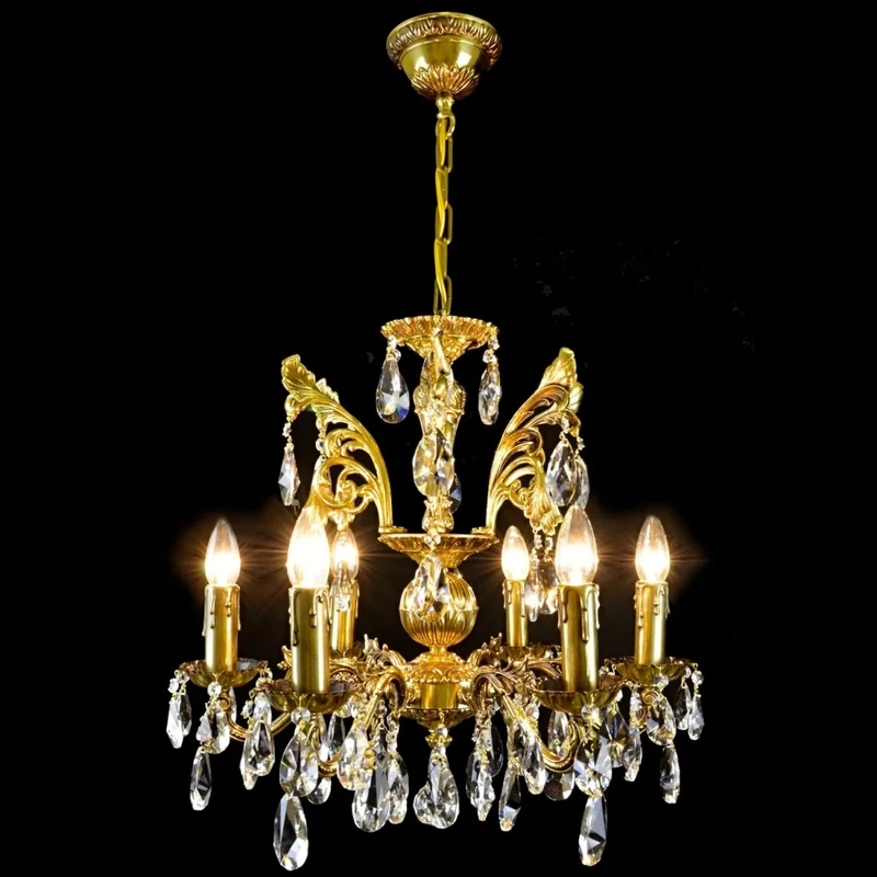 Casa Padrino Luxus Barock Kristall Kronleuchter Gold Ø 53 x H. 52 cm - Prunkvolle Messing Kronleuchter mit böhmischem Kristallglas - Barock Möbel - Edel & Prunkvoll