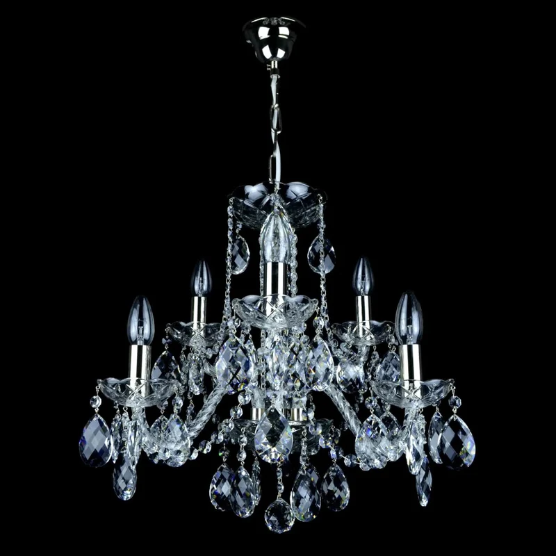 Casa Padrino Luxus Barock Kristall Kronleuchter Silber Ø 50 x H. 48 cm - Prunkvolle Messing Kronleuchter mit böhmischem Kristallglas - Barock Möbel - Edel & Prunkvoll