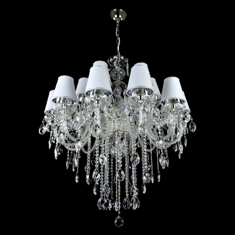 Casa Padrino Luxus Barock Kristall Kronleuchter Silber Ø 90 x H. 105 cm - Prunkvolle Messing Kronleuchter mit böhmischem Kristallglas - Barock Möbel - Edel & Prunkvoll