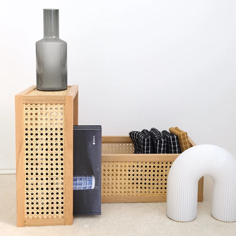 Aufbewahrungsbox Cane Medium - Box aus Rattan und Eiche