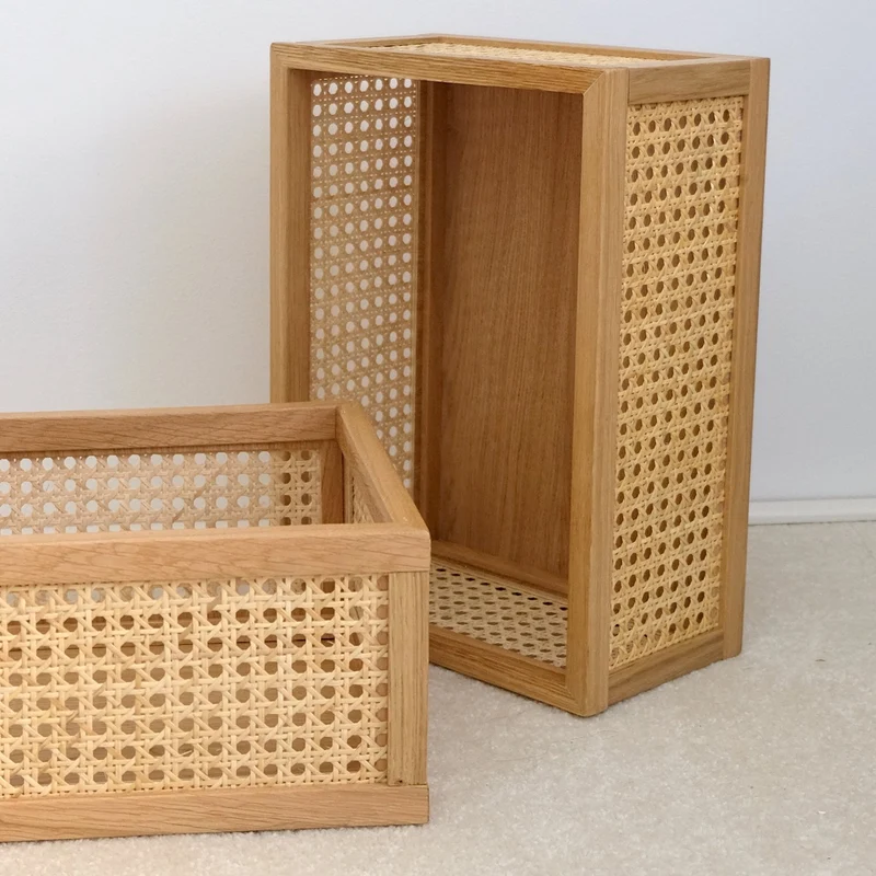 Aufbewahrungsbox Cane Medium - Box aus Rattan und Eiche