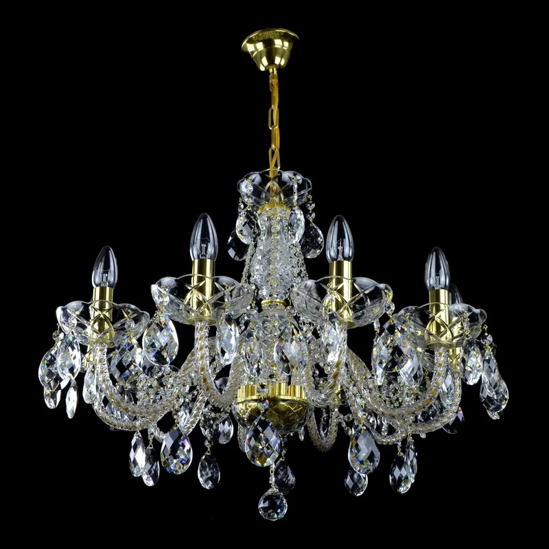 Casa Padrino Luxus Barock Kristall Kronleuchter Gold Ø 66 x H. 53 cm - Prunkvolle Messing Kronleuchter mit böhmischem Kristallglas - Barock Möbel - Edel & Prunkvoll