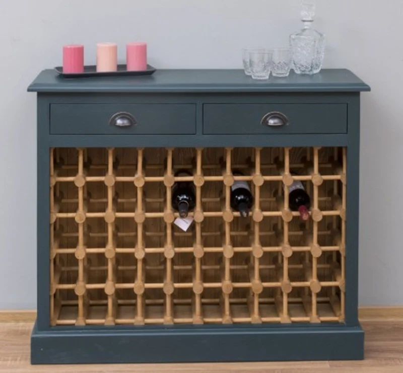 Casa Padrino Weinregal im Landhausstil mit 2 Schubladen, 110 x 34 x 90 cm