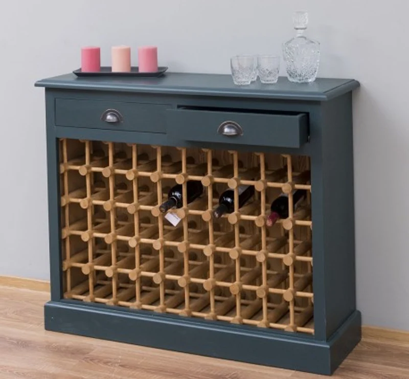 Casa Padrino Weinregal im Landhausstil mit 2 Schubladen, 110 x 34 x 90 cm