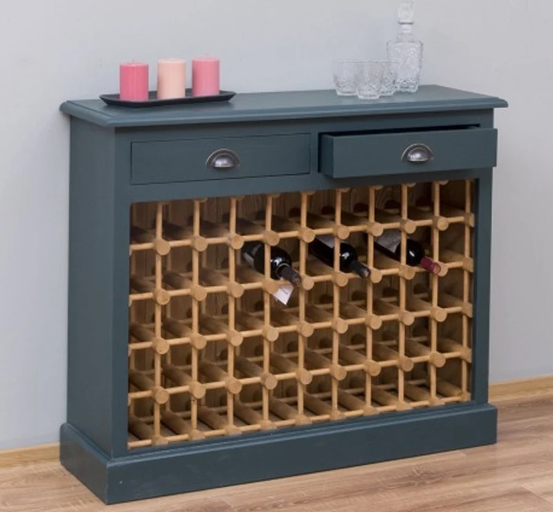 Casa Padrino Weinregal im Landhausstil mit 2 Schubladen, 110 x 34 x 90 cm