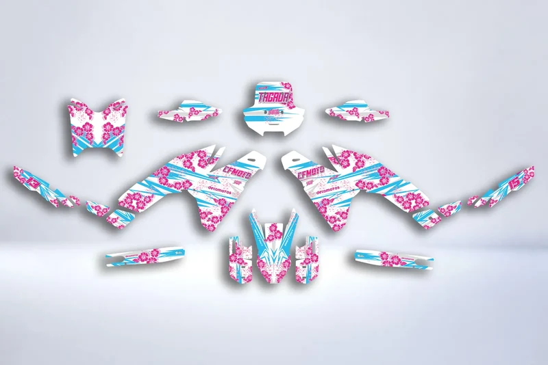 Kit Déco CF MOTO 450 MT 2024-2026 - FLOWER PINK & BLUE