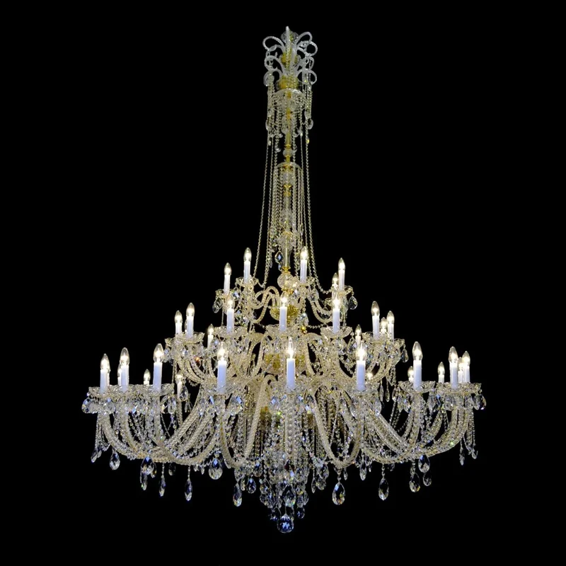 Casa Padrino Luxus Barock Kristall Kronleuchter Gold Ø 154 x H. 250 cm - Prunkvolle Messing Kronleuchter mit böhmischem Kristallglas - Barock Möbel - Edel & Prunkvoll