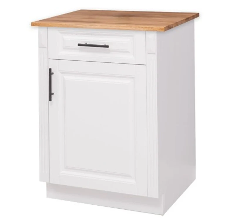 Casa Padrino Küchenschrank im Landhausstil mit 1 Tür, 1 Schublade und Eichenholzplatte, 64 x 60 x 89 cm