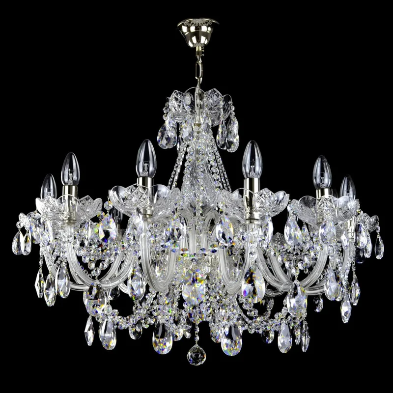 Casa Padrino Luxus Barock Kristall Kronleuchter Silber Ø 90 x H. 105 cm - Prunkvolle Messing Kronleuchter mit böhmischem Kristallglas - Barock Möbel - Edel & Prunkvoll