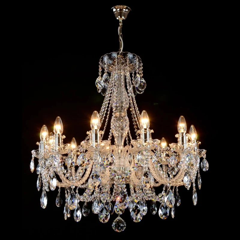 Casa Padrino Luxus Barock Kristall Kronleuchter Silber Ø 76 x H. 78 cm - Prunkvolle Messing Kronleuchter mit böhmischem Kristallglas - Barock Möbel - Edel & Prunkvoll