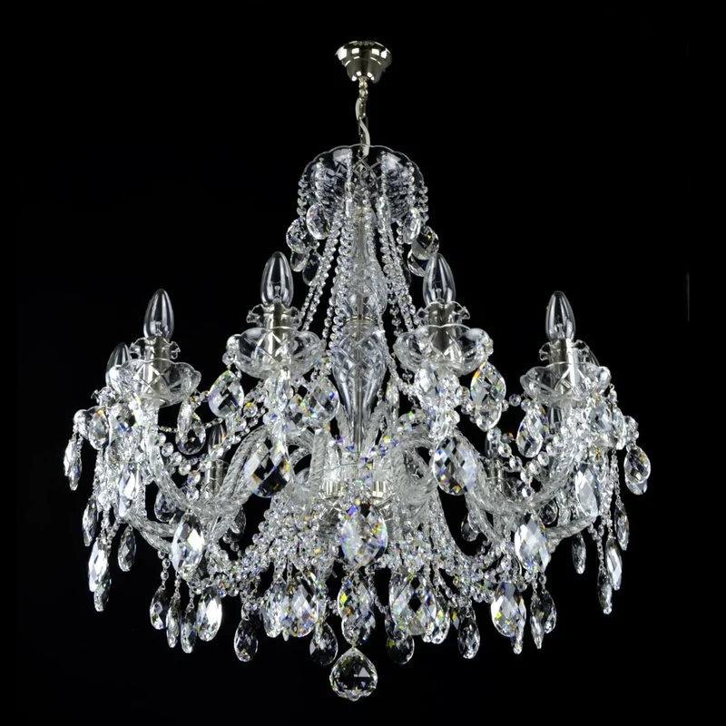Casa Padrino Luxus Barock Kristall Kronleuchter Silber Ø 76 x H. 78 cm - Prunkvolle Messing Kronleuchter mit böhmischem Kristallglas - Barock Möbel - Edel & Prunkvoll