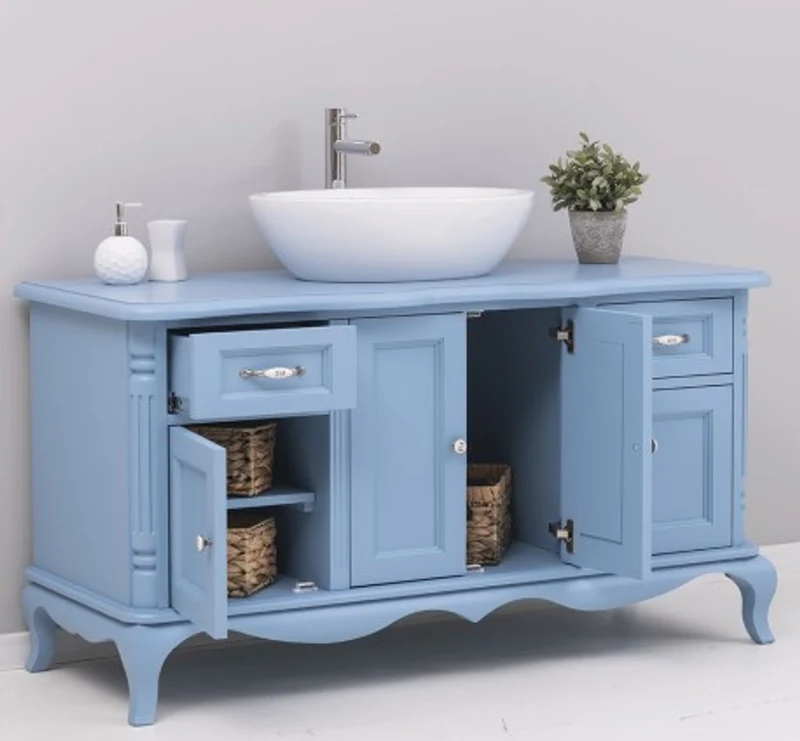 Casa Padrino Waschtisch im Landhausstil mit 4 Türen und 2 Schubladen, 140 x 57 x 75 cm