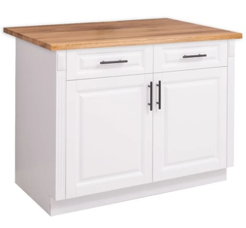 Casa Padrino Küchenschrank im Landhausstil mit 2 Türen, 2 Schubladen und Eichenholzplatte, 114 x 60 x 89 cm