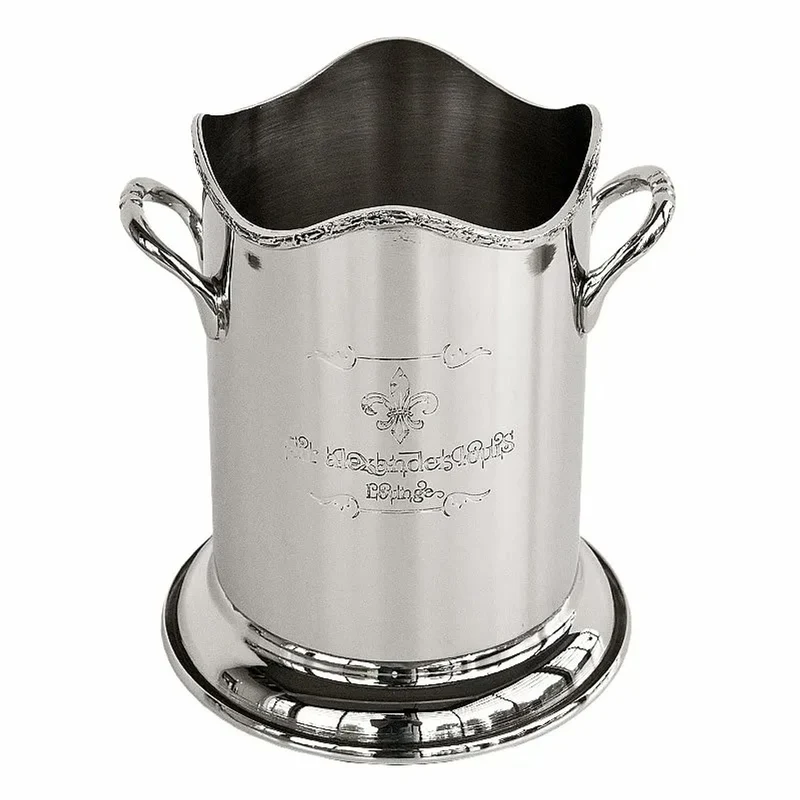 Casa Padrino Luxus Flaschenkühler Silber Ø 16 x H. 18 cm - Weinkühler für eine Flasche mit Gravur