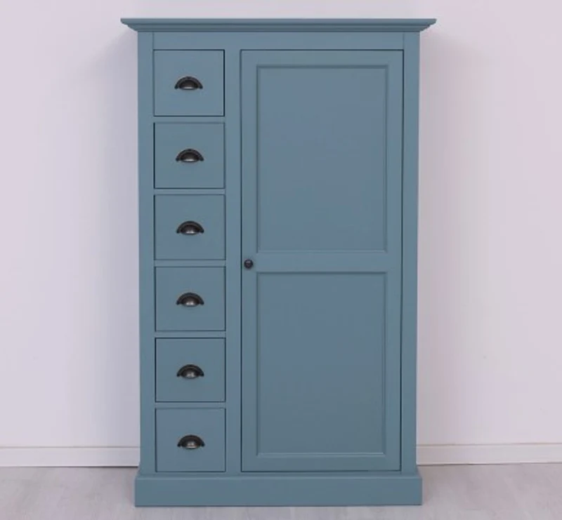 Casa Padrino Kleiderschrank im Landhausstil mit 1 Tür und 6 Schubladen, 101 x 49 x 160 cm