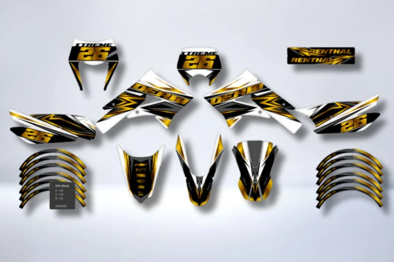 Kit Déco DERBI X-TREME / RACING 2011-2017 - GOLD (chrome ou holographique recommandé)