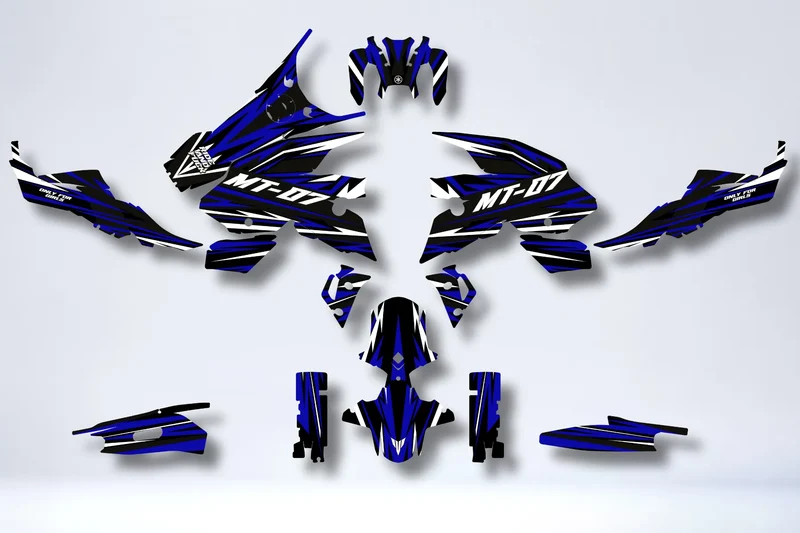 Kit Déco Yamaha MT 07 2021-2024 - BLUE RACE (100% chrome recommandé)