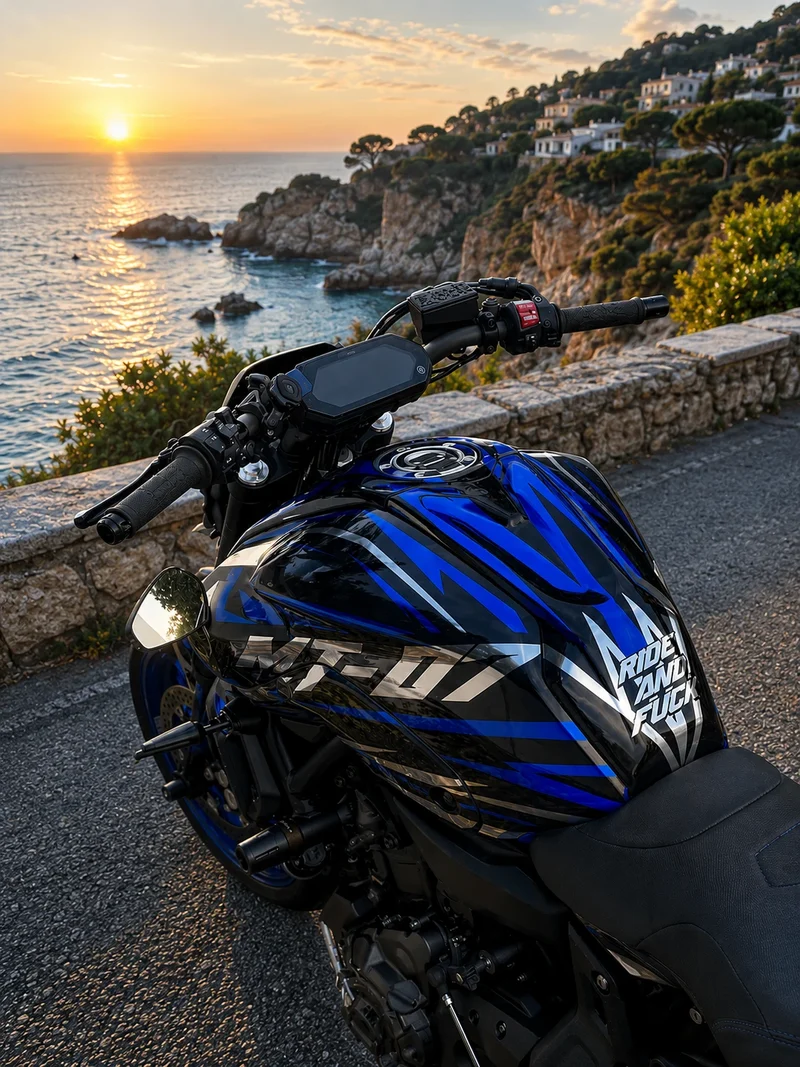 Kit Déco Yamaha MT 07 2021-2024 - BLUE RACE (100% chrome recommandé)