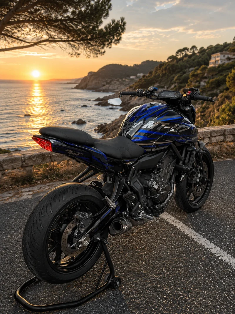 Kit Déco Yamaha MT 07 2021-2024 - BLUE RACE (100% chrome recommandé)