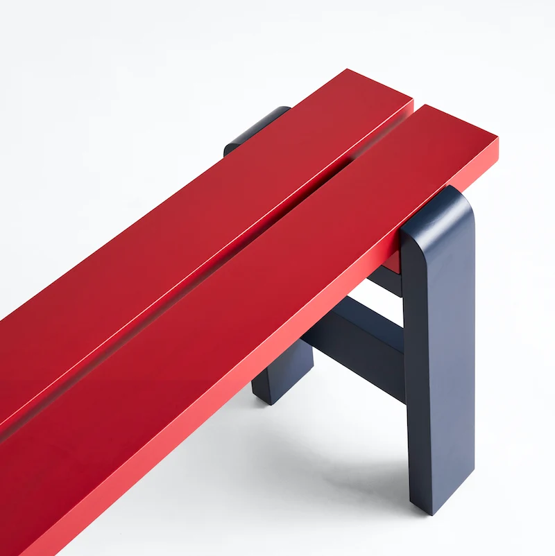 HAY Weekday Bench - Holzbank blau/rot