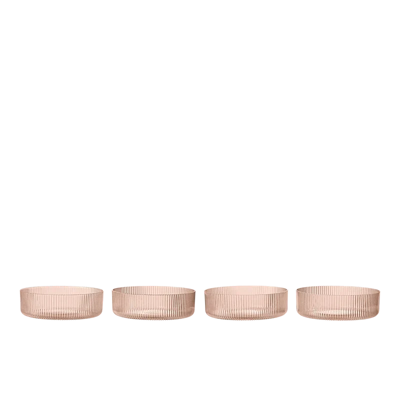 Ripple Dessertschalen Glas 4er Set – geriffelte Servierschalen von ferm LIVING