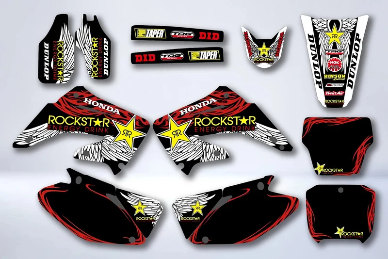 Kit Déco HONDA CR 125-250 2002-2013 - RED BLACK ROCKSTAR