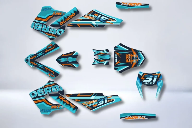 Kit Déco LIGHT BLUE – Derbi (carénages Victoria Bull Tun’R)
