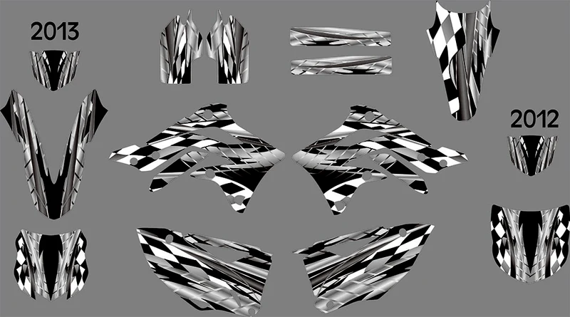 Kit Déco KAWASAKI KXF 450 2012-2013 - B&W