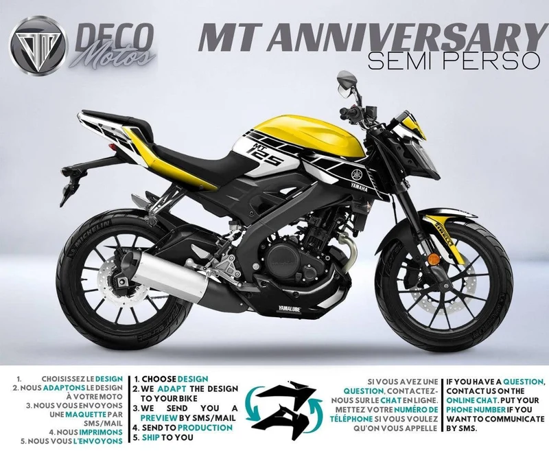 Kit Déco Yamaha MT 125 / MT 03 / MT 07 / MT 09 / MT 10 Semi-Personnalisé - ANNIVERSARY