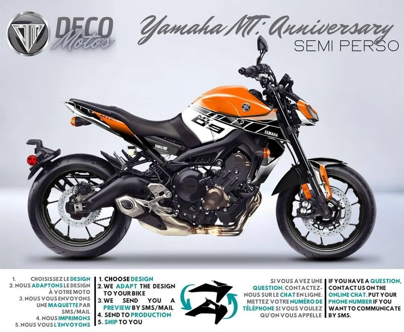 Kit Déco Yamaha MT 125 / MT 03 / MT 07 / MT 09 / MT 10 Semi-Personnalisé - ANNIVERSARY