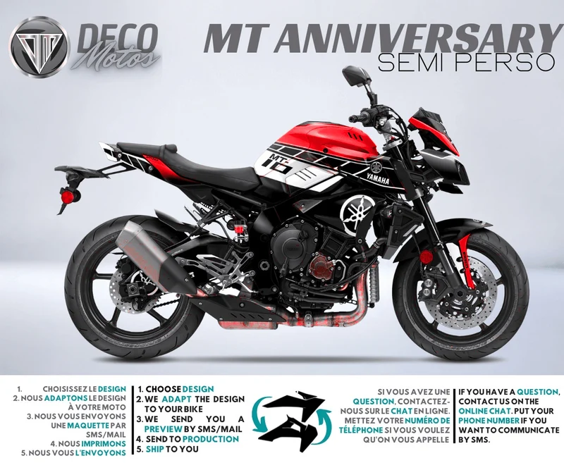 Kit Déco Yamaha MT 125 / MT 03 / MT 07 / MT 09 / MT 10 Semi-Personnalisé - ANNIVERSARY