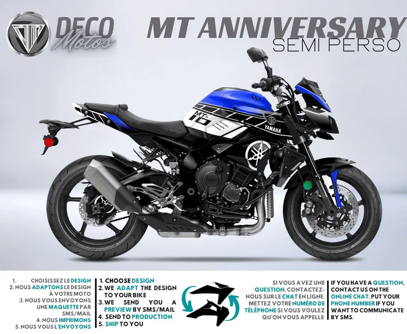 Kit Déco Yamaha MT 125 / MT 03 / MT 07 / MT 09 / MT 10 Semi-Personnalisé - ANNIVERSARY