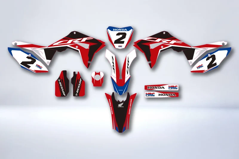 Kit déco HONDA CRF 450 2017-2020 CRF 250 2018-2021 - RED BLACK BLUE #2